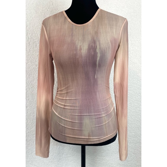 ZARA • Abstract Printed Tulle Long Sleeve Blouse Top - Picture 1 of 14